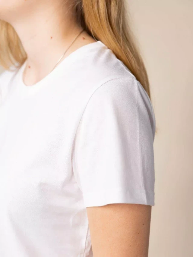 1083 - T-SHIRT AJUSTE 406 UNI coton bio blanc Femme