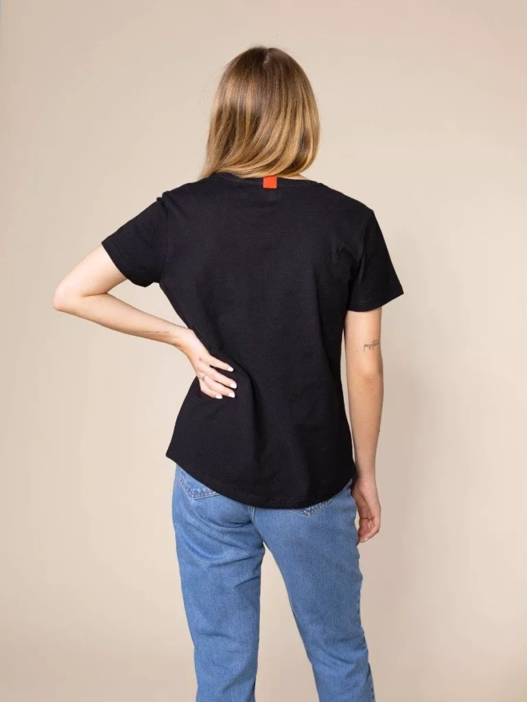 1083 - T-SHIRT AJUSTE 406 UNI coton bio noir Femme