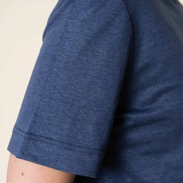 1083 - T-SHIRT LIN 417  bleu Femme