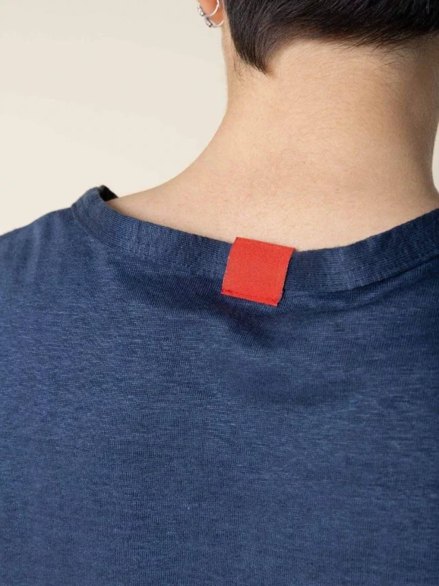 1083 - T-SHIRT LIN 417  bleu Femme