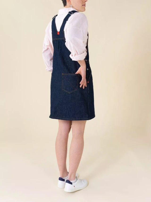 1083 - ROBE SALOPETTE 549 POCHES ITALIENNES coton bio superdenim carde bleu