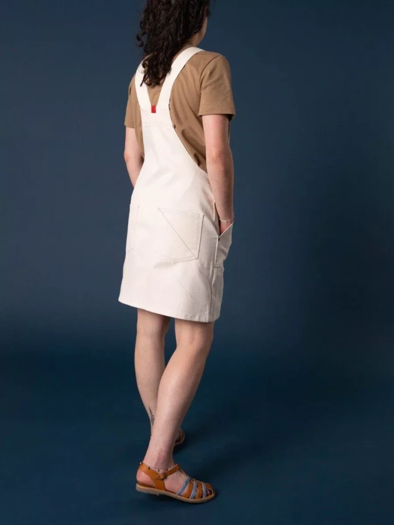 1083 - ROBE SALOPETTE 550 POCHES PLAQUEES coton bio denimoriginal uni ecru