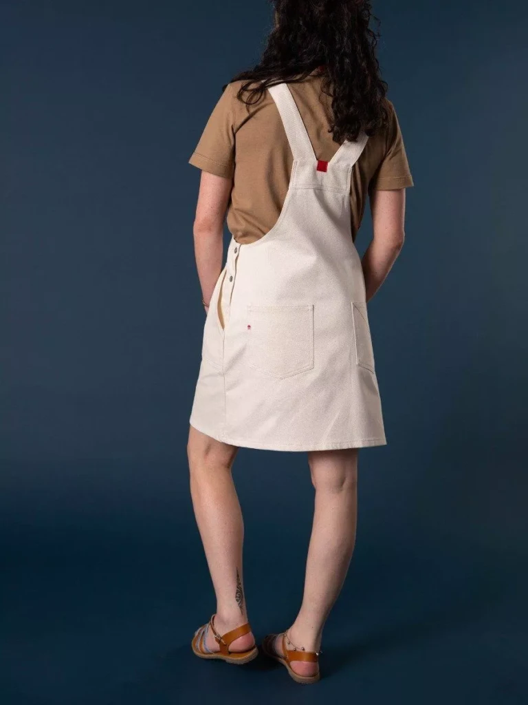 1083 - ROBE SALOPETTE 550 POCHES PLAQUEES coton bio denimoriginal uni ecru
