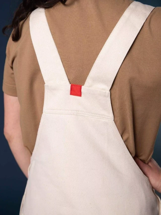 1083 - ROBE SALOPETTE 550 POCHES PLAQUEES coton bio denimoriginal uni ecru