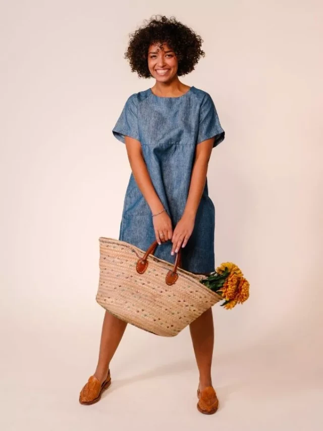 1083 - ROBE LIN LARGE 552 microdenim bleu Femme