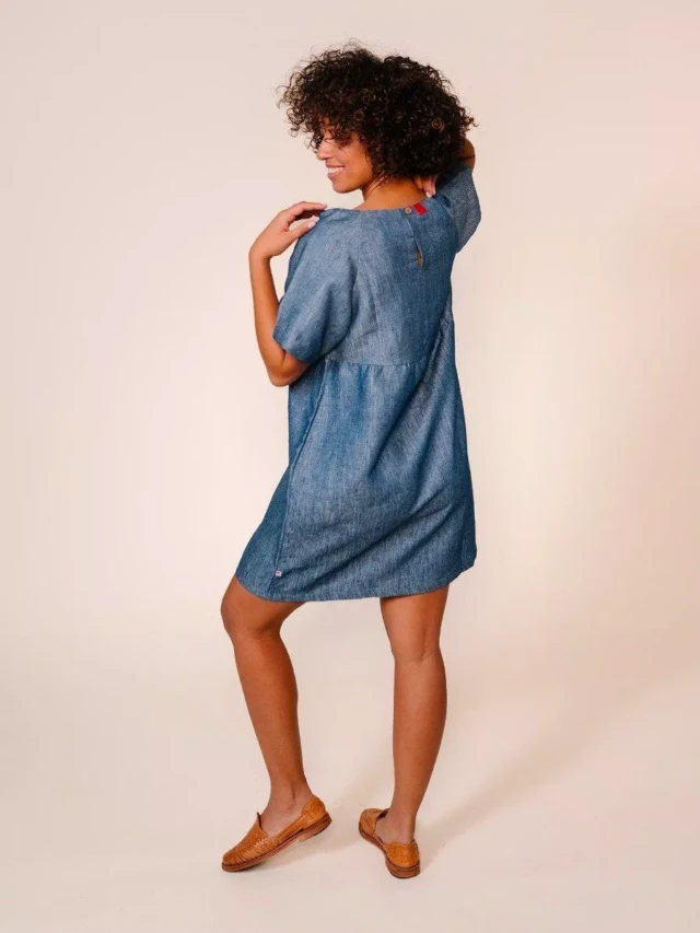 1083 - ROBE LIN LARGE 552 microdenim bleu Femme