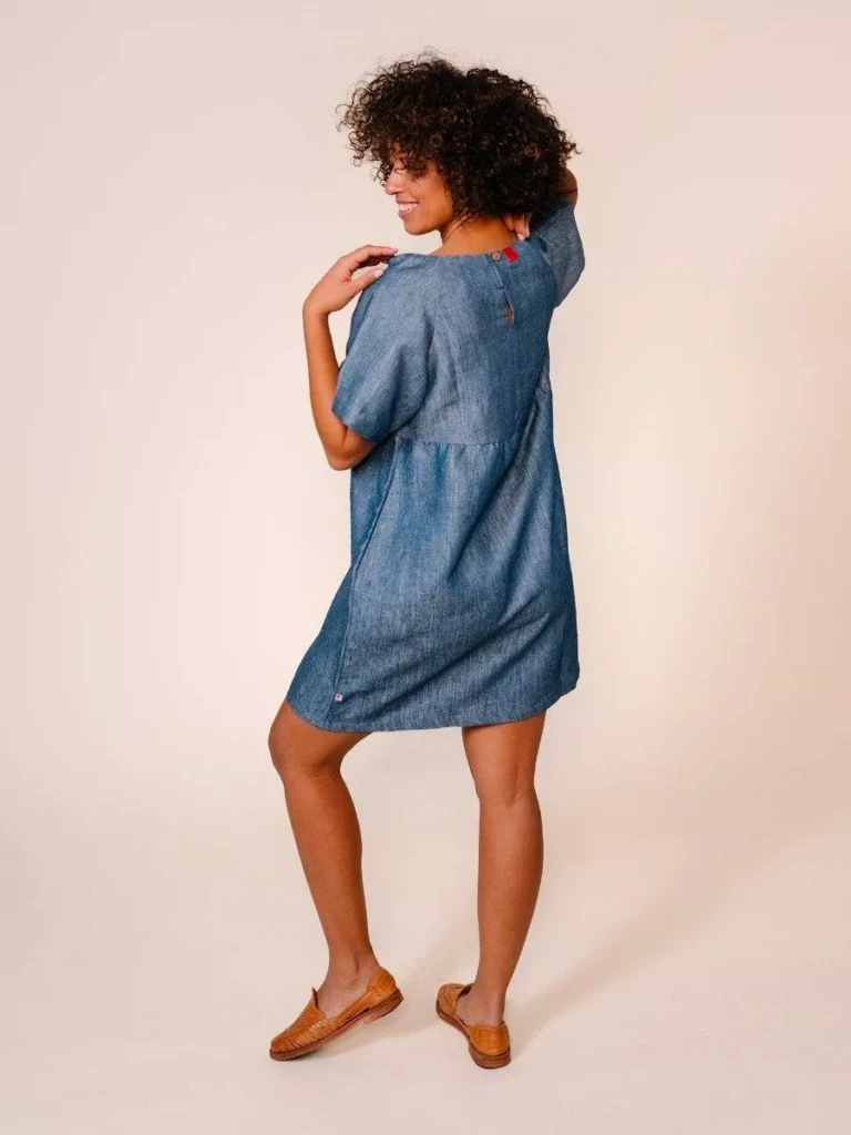 1083 - ROBE LIN LARGE 552 microdenim bleu Femme