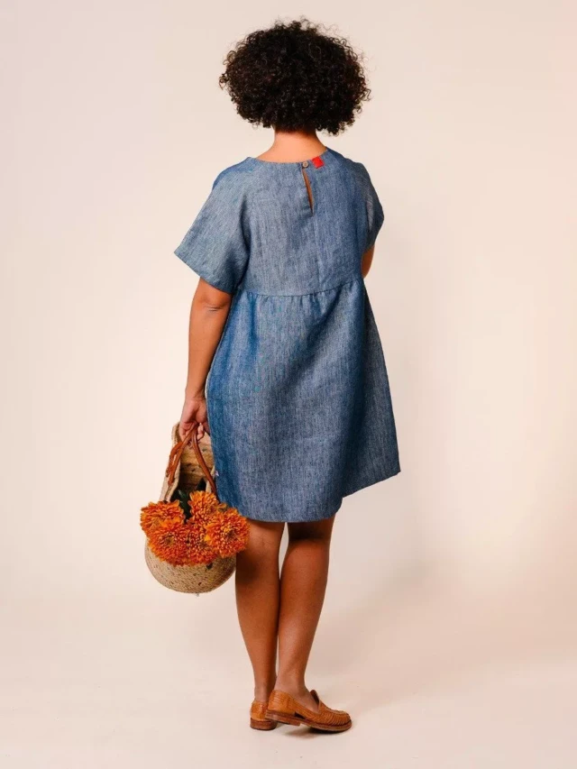 1083 - ROBE LIN LARGE 552 microdenim bleu Femme