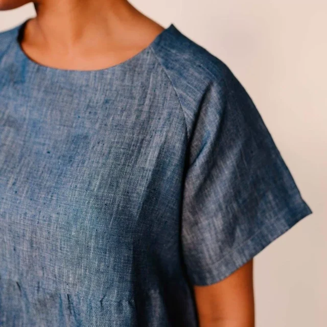 1083 - ROBE LIN LARGE 552 microdenim bleu Femme