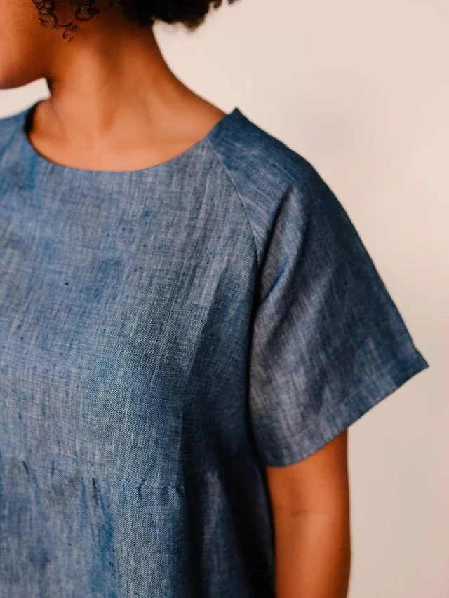 1083 - ROBE LIN LARGE 552 microdenim bleu Femme