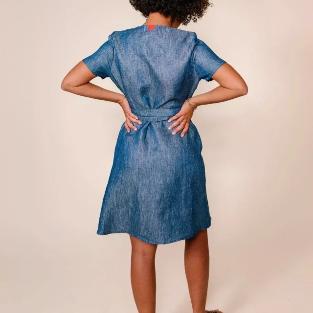 1083 - ROBE LIN CACHE COEUR 553 microdenim bleu Femme