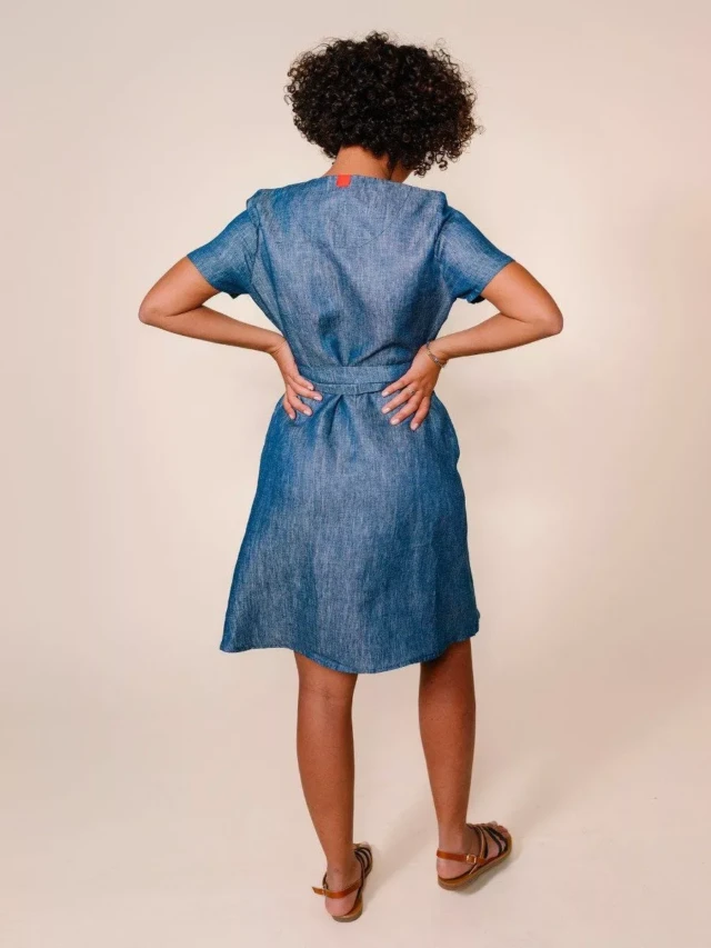 1083 - ROBE LIN CACHE COEUR 553 microdenim bleu Femme