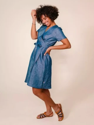 1083 - ROBE LIN CACHE COEUR 553 microdenim bleu Femme