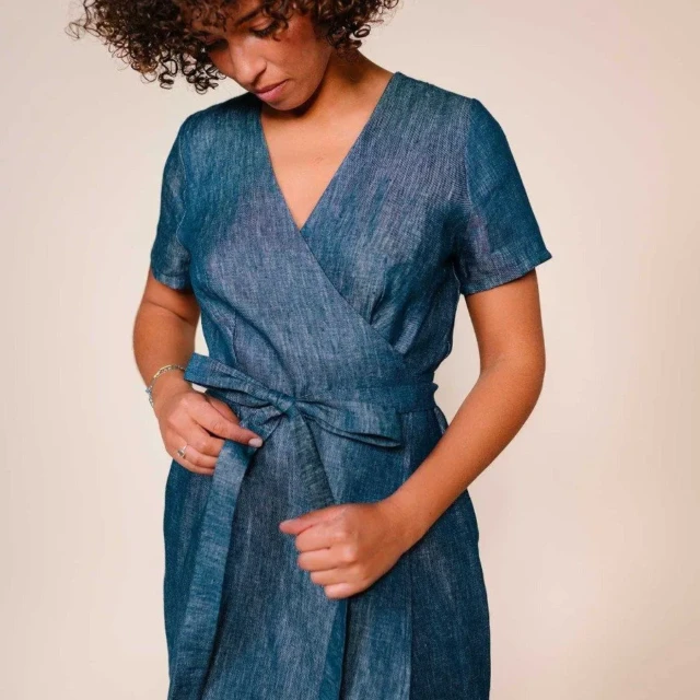 1083 - ROBE LIN CACHE COEUR 553 microdenim bleu Femme