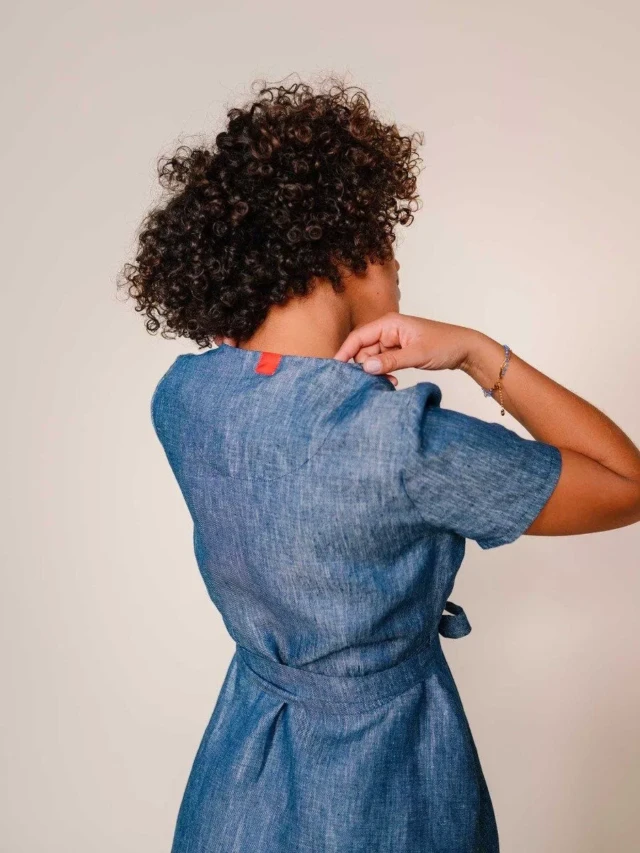 1083 - ROBE LIN CACHE COEUR 553 microdenim bleu Femme