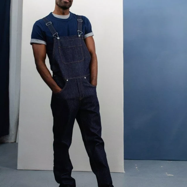 1083 - SALOPETTE  JEANS 571 100 % coton bio superdenim indigo brut Unisexe