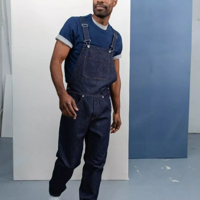 1083 - SALOPETTE  JEANS 571 100 % coton bio superdenim indigo brut Unisexe