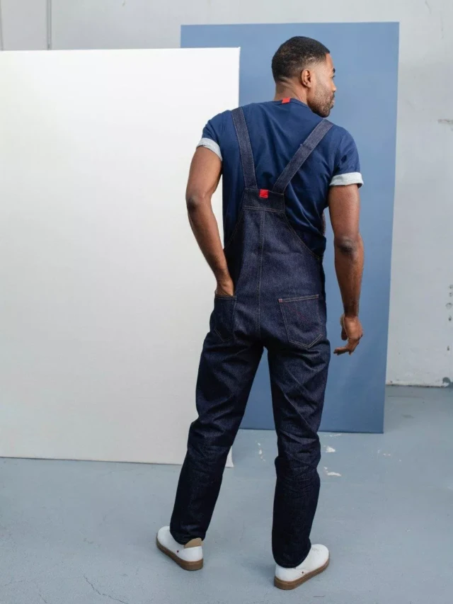 1083 - SALOPETTE  JEANS 571 100 % coton bio superdenim indigo brut Unisexe