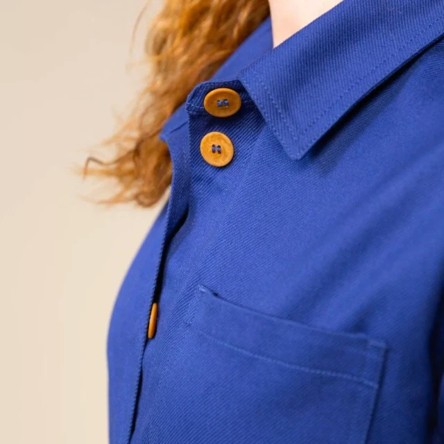 1083 - COMBISHORT AMPLE 572 UNI coton bio denimoriginal bleu ouvrier Femme