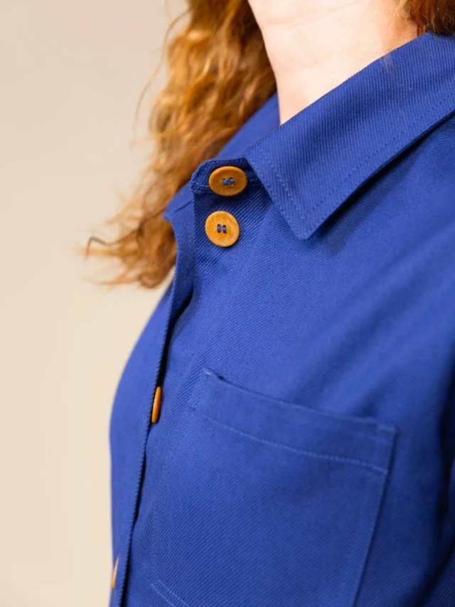 1083 - COMBISHORT AMPLE 572 UNI coton bio denimoriginal bleu ouvrier Femme