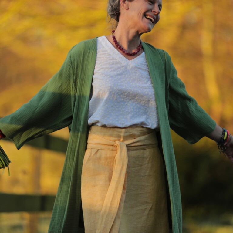 Meta SS25 - Jupe longue Maya - lin chiné jaune doux – XL