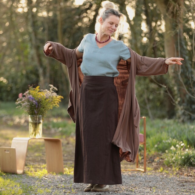 Quintessence - Jupe longue Maya - Lin chocolat