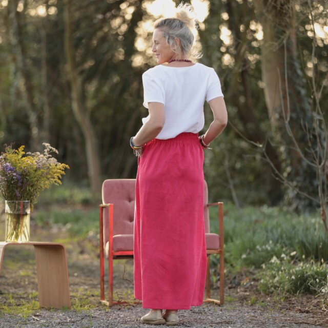 Quintessence - Jupe longue Maya - Lin fuchsia
