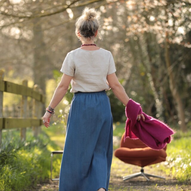 Quintessence - Jupe longue Maya - jean lyocell bleu