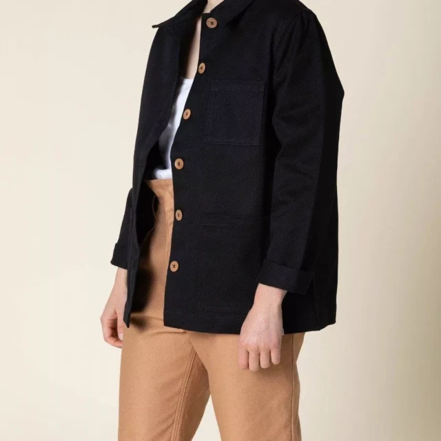 1083 - VESTE DE TRAVAIL DROITE 603 coton bio superdenim noir femme