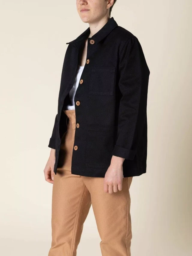 1083 - VESTE DE TRAVAIL DROITE 603 coton bio superdenim noir femme