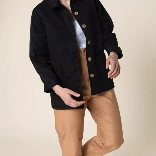 1083 - VESTE DE TRAVAIL DROITE 603 coton bio superdenim noir femme