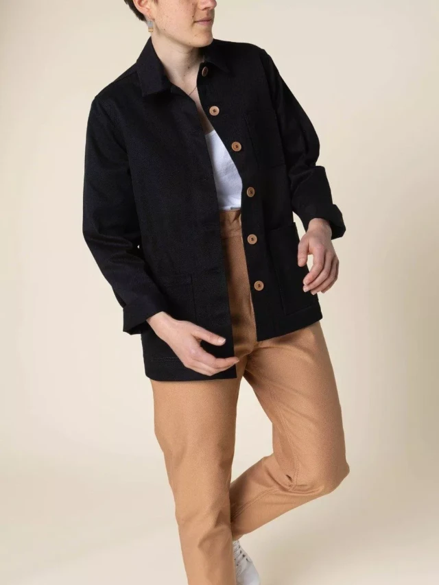 1083 - VESTE DE TRAVAIL DROITE 603 coton bio superdenim noir femme