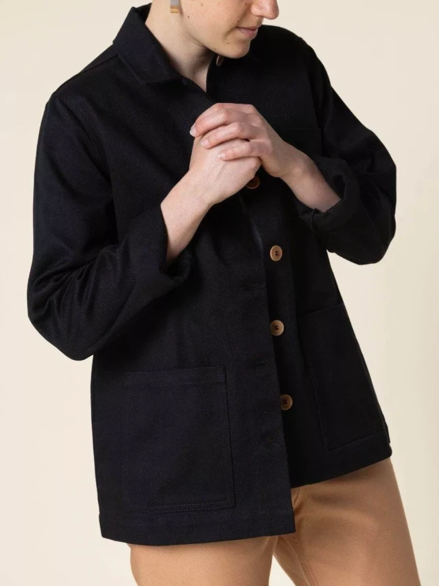 1083 - VESTE DE TRAVAIL DROITE 603 coton bio superdenim noir femme