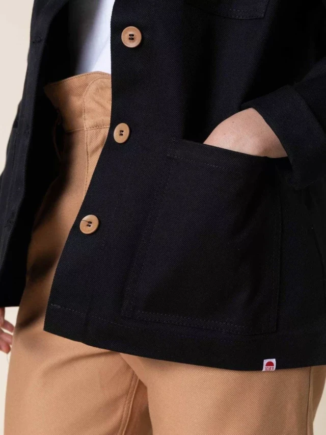 1083 - VESTE DE TRAVAIL DROITE 603 coton bio superdenim noir femme