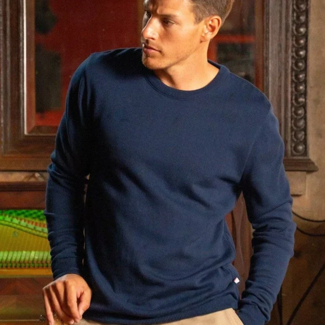 1083 - PULL 701 ESSENTIEL coton bio bleu marine