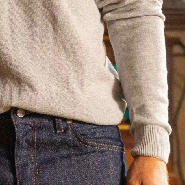 1083 - PULL 701 ESSENTIEL coton bio gris chiné