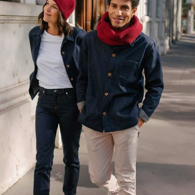 1083 - TOUR DE COU 844 coton recycle grenat Unisexe