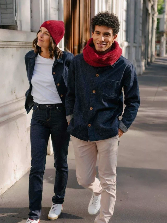 1083 - TOUR DE COU 844 coton recycle grenat Unisexe