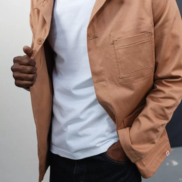 1083 - VESTE DE TRAVAIL 703 droite coton bio denimoriginal marron argile