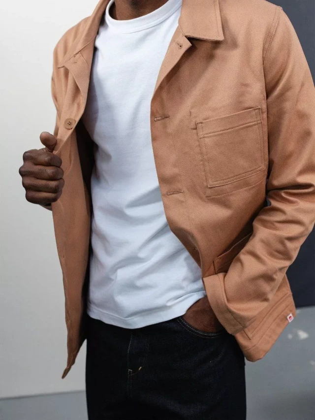 1083 - VESTE DE TRAVAIL 703 droite coton bio denimoriginal marron argile
