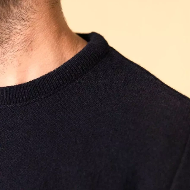 1083 - PULL UNI BLEU 770 VOLONTAIRE laine recyclee Homme