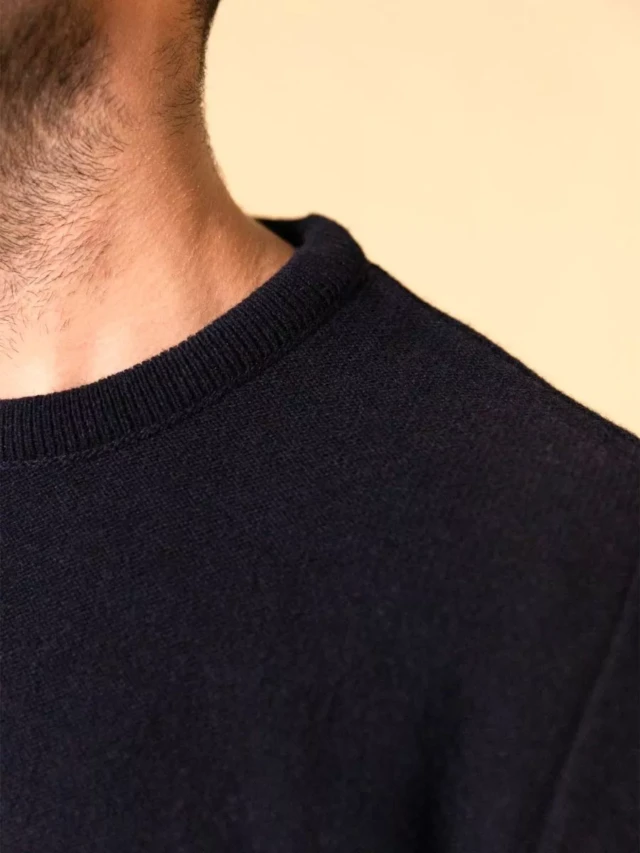 1083 - PULL UNI BLEU 770 VOLONTAIRE laine recyclee Homme