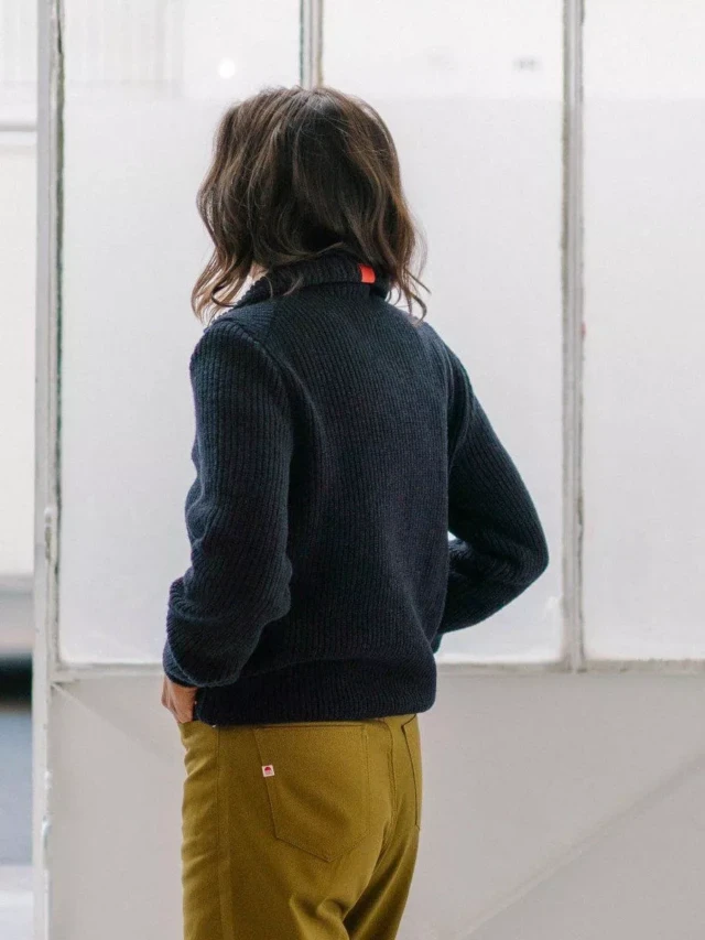 1083 - PULL CAMIONNEUR 772 VOLONTAIRE laine recyclee bleu Unisexe