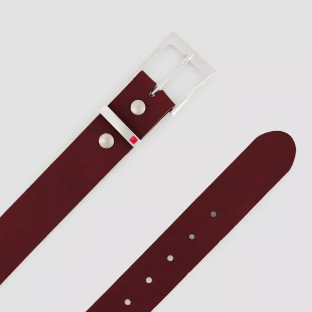 1083 - CEINTURE BOUCLE CARREE 810 cuir bordeaux Unisexe