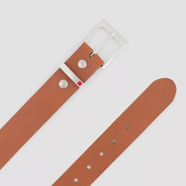 1083 - CEINTURE BOUCLE CARREE 810 cuir camel Unisexe