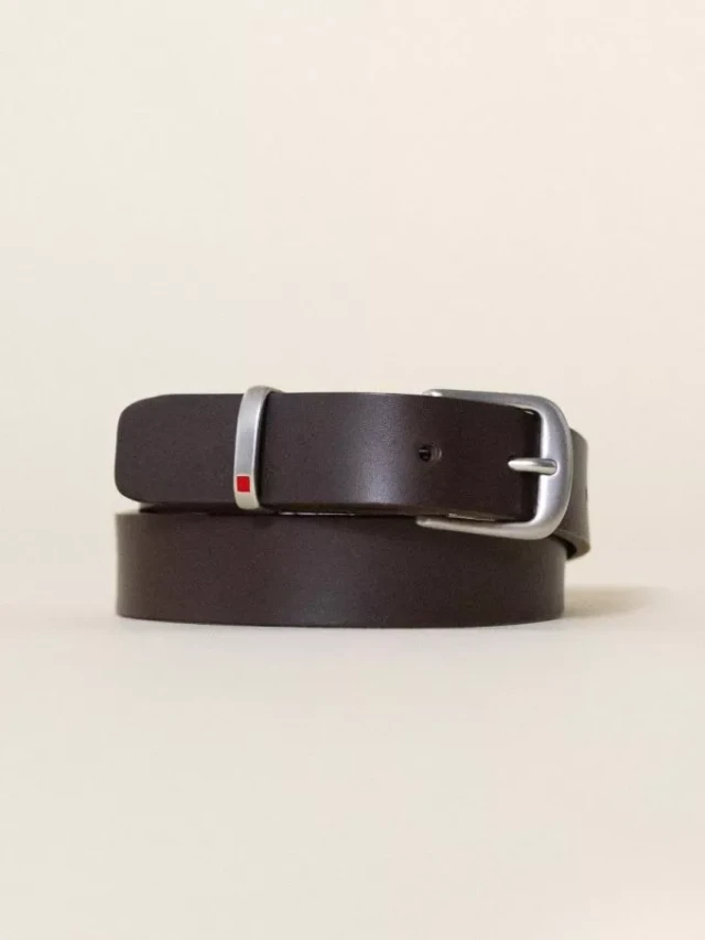 1083 - CEINTURE BOUCLE CARROND 821 cuir marron Unisexe