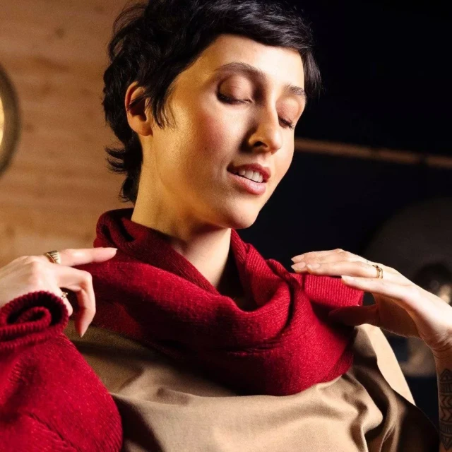 1083 - ECHARPE 842 coton recycle grenat Unisexe