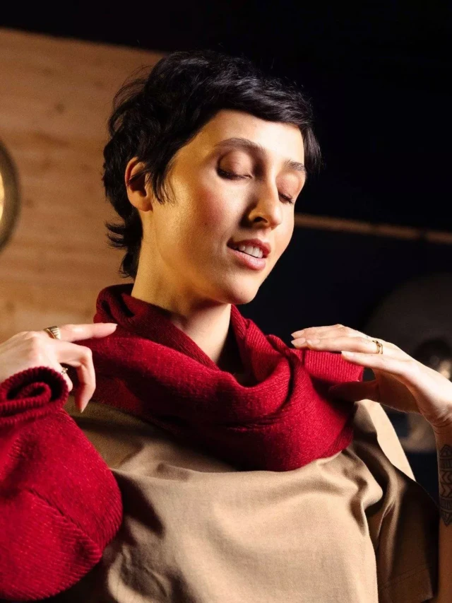 1083 - ECHARPE 842 coton recycle grenat Unisexe