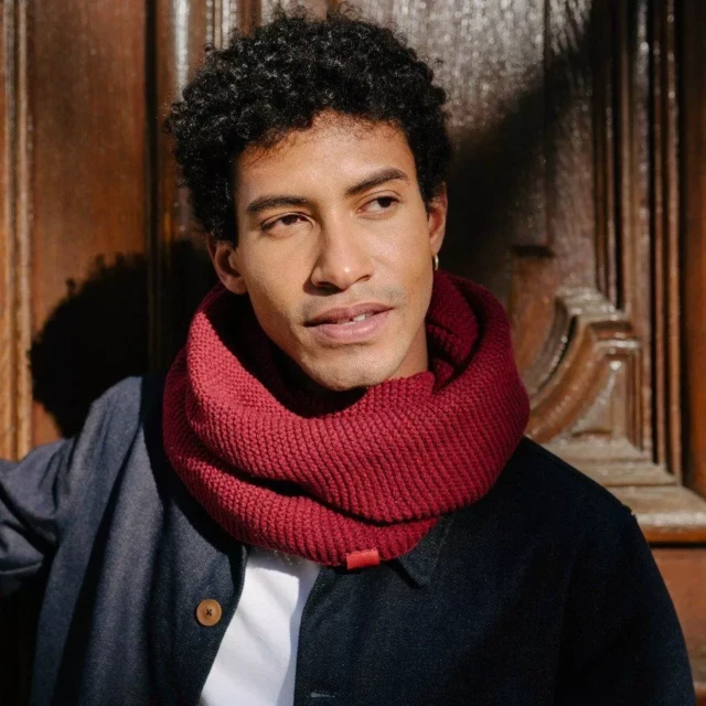 1083 - TOUR DE COU 844 coton recycle grenat Unisexe