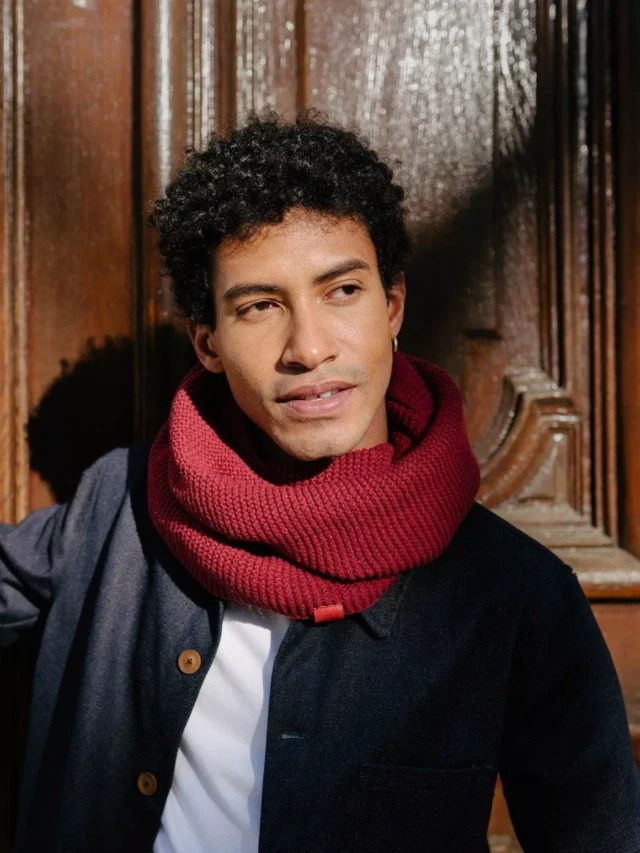 1083 - TOUR DE COU 844 coton recycle grenat Unisexe